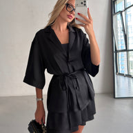 Сорочка атласна з обтягнутими ґудзиками